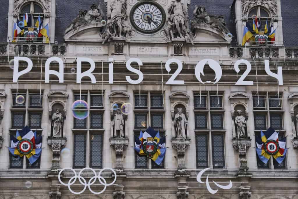 The giant logo of the 2024 olympic games