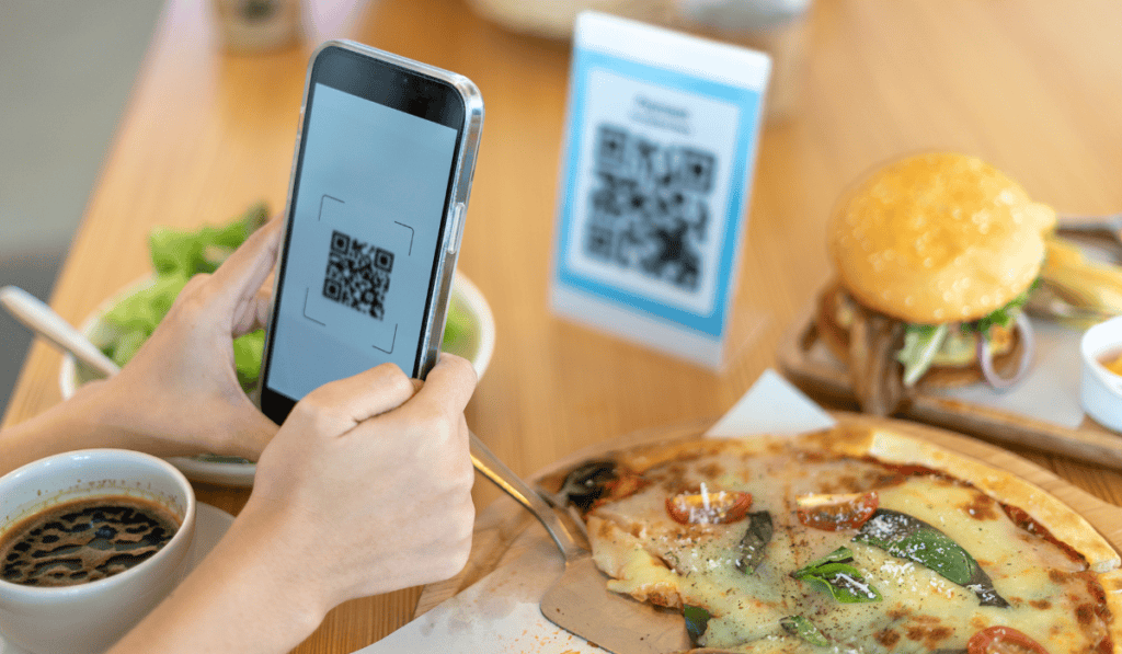 QR code at a restaurant